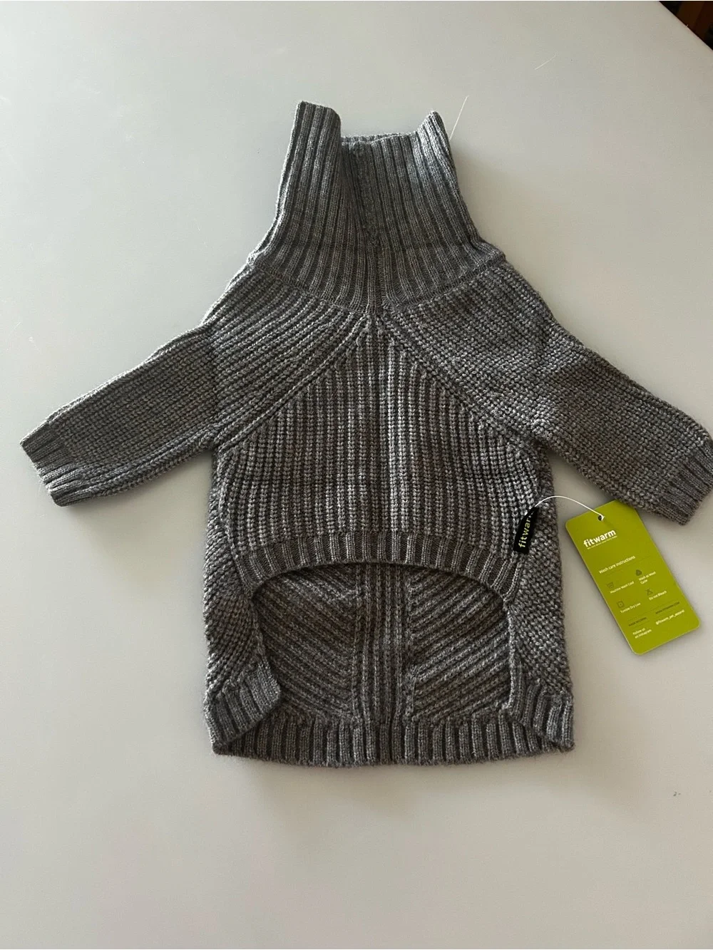 NWT Fitwarm Grey Turtleneck Cable Knit Pet Dog Sweater - Size Medium